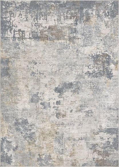 7x10 Area Rug Living Room Rugs - Washable Neutral Modern Abstract Soft Thin Large Rug Indoor Floor No Slip Rug Carpet for Bedroom Under Dining Table Home Office Decor - Blue Grey