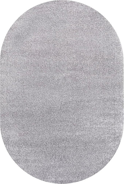 Eyely UES100A-6OV Supersoft Haze Solid Low-Pile Indoor Area Rug, Coastal, Bohemian, Minimalist, Classic, Casual for Bedroom,Kitchen,Living Room,Non Shedding,Easy-Washing, Gray, 6 X 9 Oval