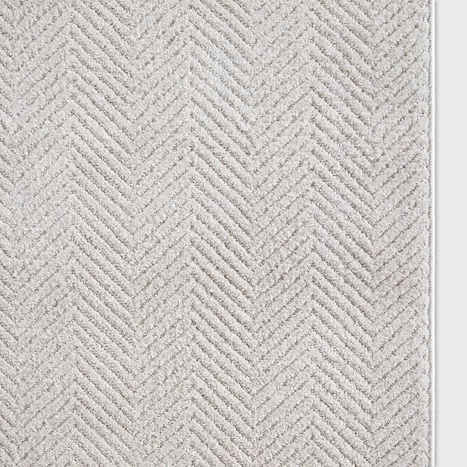 Well Woven Custom Size Hallway & Stair Runner- Harlow Pompeii Ivory 27 Inches Wide x 55 Feet Long Runner (27" x 55') Runner Rug - Modern Chevron Pattern, Ultra-Soft, Easy-Clean