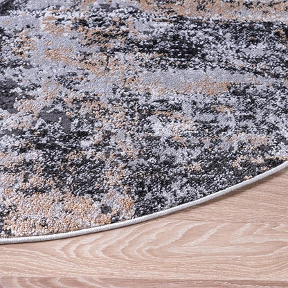 Rugs.com Leipzig Collection Rug – 5 Ft Round Beige Low-Pile Rug Perfect for Kitchens, Dining Rooms