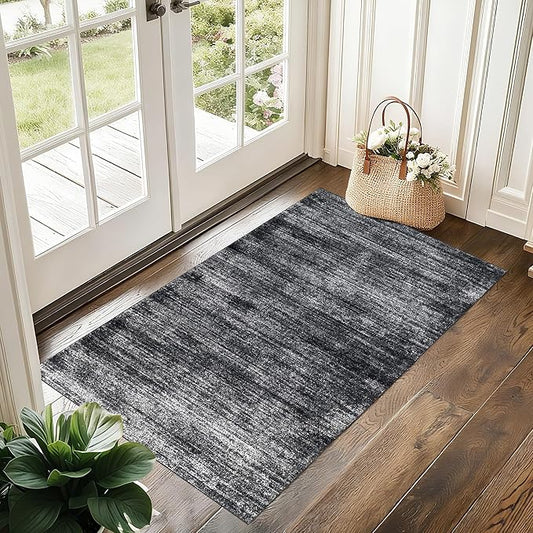 Black and White Rug for Bathroom Kitchen,Washable Non Slip Abstract Area Rugs for Entrway,2x3