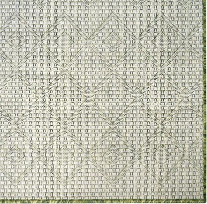 Unique Loom Outdoor Trellis Collection Area Rug - Tribal Trellis (10' x 13' Rectangle, Green/ Natural)