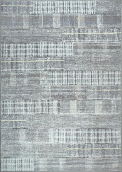 Bloom Rugs Washable Non-Slip 9' x 12' Rug - Gray Striped Area Rug for Living Room, Bedroom, Dining Room, and Kitchen - Exact Size: 9' x 12'