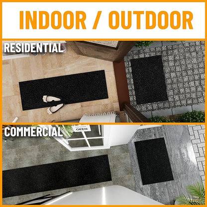 Ottomanson 3'11" x 48' Hallway Runner with Scraper Pile - Extra Durable Non-Slip Rug Mat for Indoor & Outdoor Use - Ideal for Kitchen, Entryway & Garage - High-Traffic Carpet, Black