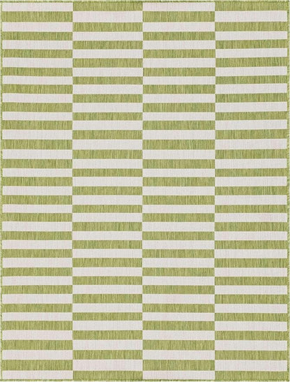 Unique Loom Outdoor Striped Collection Area Rug - Striped (9' x 12' Rectangle, Green/Ivory)