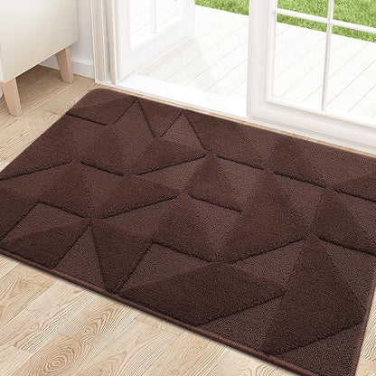 OLANLY Door Mats Indoor, Non-Slip, Absorbent, Dirt Resist, Entrance Washable Mat, Low-Profile Inside Entry Doormat for Entryway (36x24 inches, Dark Brown)