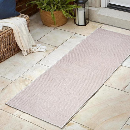 JONATHAN Y Hallie High-Low Curve Ivory/Cream Indoor/Outdoor Runner Rug, 2x10, Minimalist, Pet Friendly, Non-Shedding, Stain Resistant, Hose-Washable for Backyard, Patio, Porch (SCN100B-210)