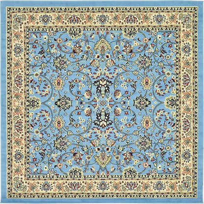 Unique Loom Sialk Hill Collection Area Rug - Washington (8' Square Light Blue/Navy Blue)