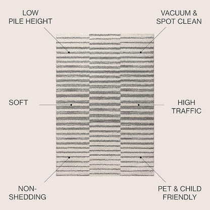 JONATHAN Y Lyla Offset Stripe Gray/Cream Indoor Area Rug, 3x5, Contemporary, Modern, Easy-Cleaning for Living Room, Bedroom, Kitchen, Pet Friendly, Non-Shedding (MOH204A-3)