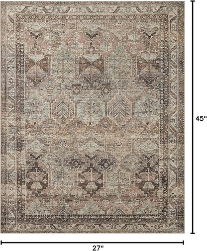 Loloi Amber Lewis Billie Collection, Clay & Sage 2'-3" x 3'-9" Area Rug – Antique & Distressed Accent Rugs for Living Room, Bedroom, Entryway & Hallway, No Shed High Traffic Area Home Decor Rug
