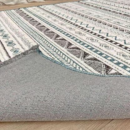 Alfa Rich 7x10 Blue Gray White Washable Area Rugs for Living Room Bedroom Kitchen Cotton Decor Rug