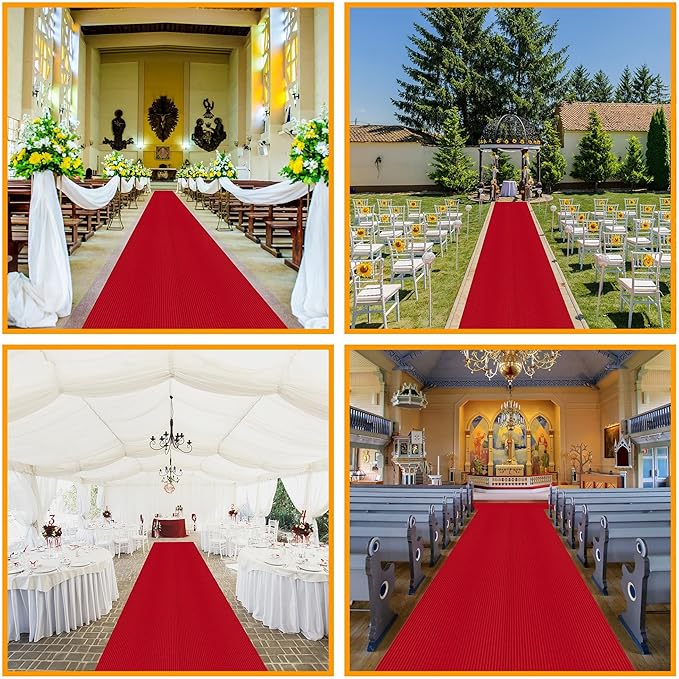 Ottomanson 2'7" x 44' Hallway Runner with Scraper Pile Extra Durable Non-Slip Rug Mat for Indoor & Outdoor Use - Ideal for Kitchen, Entryway, Patio & Garage - High-Traffic Carpet, Red