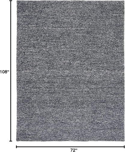 SAFAVIEH Area Rug 6x9 - Natura Collection - Dark Grey, Handmade Wool Blend, Textured Design, Ideal for Living Room, Bedroom, Dining Space (NAT620H)