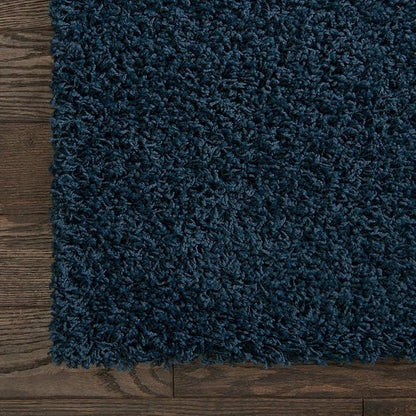 Unique Loom Solid Shag Collection Area Rug (3' 3" Square, Sapphire Blue/ Navy Blue)