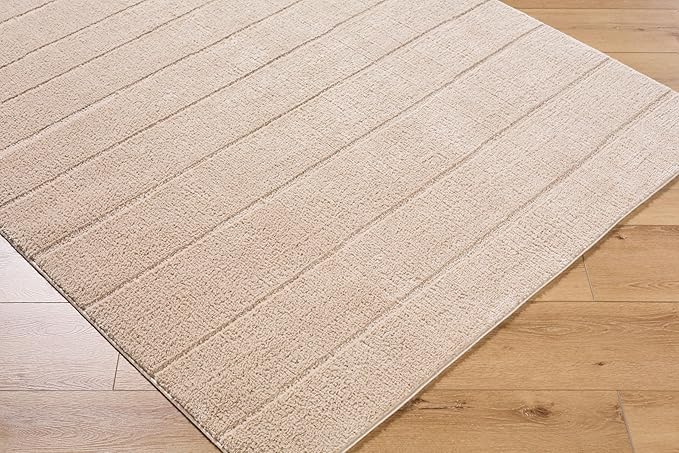 Livabliss x Our PNW Home Cascade Minimalist Striped Area Rug, 5'3" x 7', Taupe