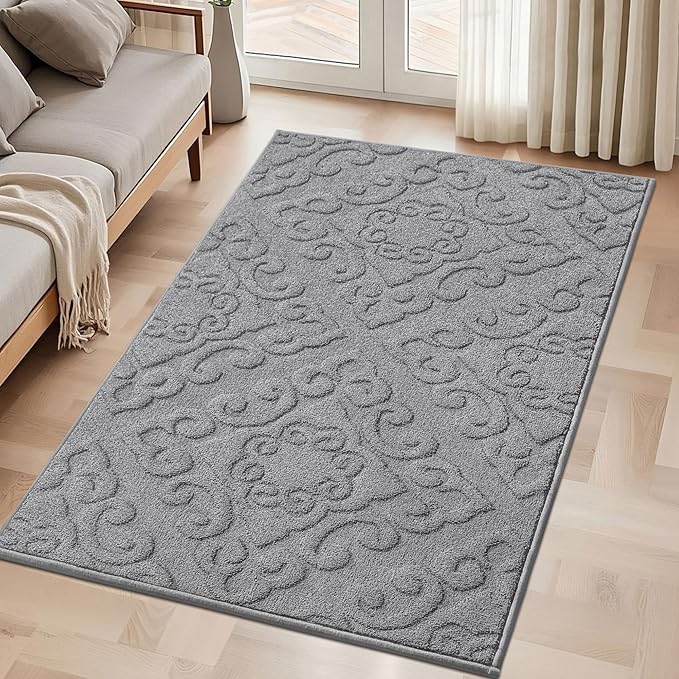 COSY HOMEER Door Mat 36”x60”,Absorbent Dirt Trapper Entryway Rugs,Non-Slip Welcome Mat,Washable Entry Rugs,Low Pile Doormat for Front Back Door,Wet Shoes & Paws,Grey