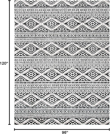 SAFAVIEH Area Rug 8x10 - Tulum Collection - Large - Ivory & Black, Moroccan Boho Tribal Design, Non-Shedding & Easy to Clean, Ideal for Living Room, Bedroom, Dining Space (TUL272B)