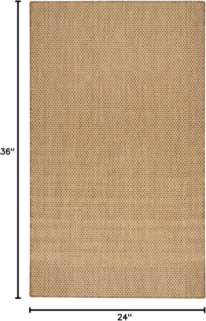 Nourison Home Courtyard Jute 2' x 3' Area Rug - Easy Clean, Non Shedding, Bed Room, Living Room, Dining Room, Kitchen (2' x 3')