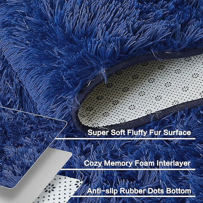 Andency 8x10 Area Rugs for Living Room, Navy Non-Slip Fluffy Soft Large Shag Bedroom Carpet, Big Indoor Thick Nursery Rug for Kids Dorm Home Decor Aesthetic
