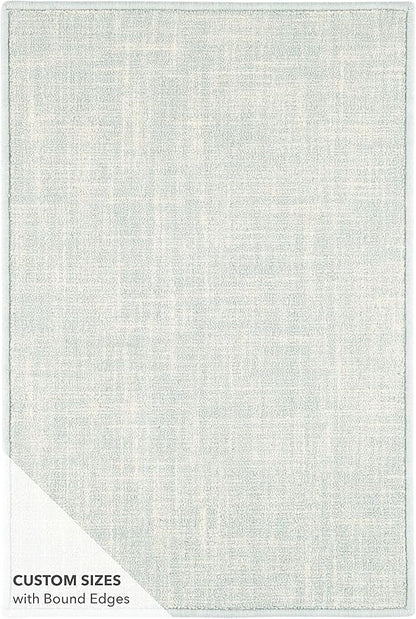 Dash and Albert Crosshatch Wool Area Rug - 2.5' x 8' Runner Sky Blue Solid Hand Micro Hooked Accent Rug - Durable, High Traffic Areas Bedroom, Hallway, Stairs