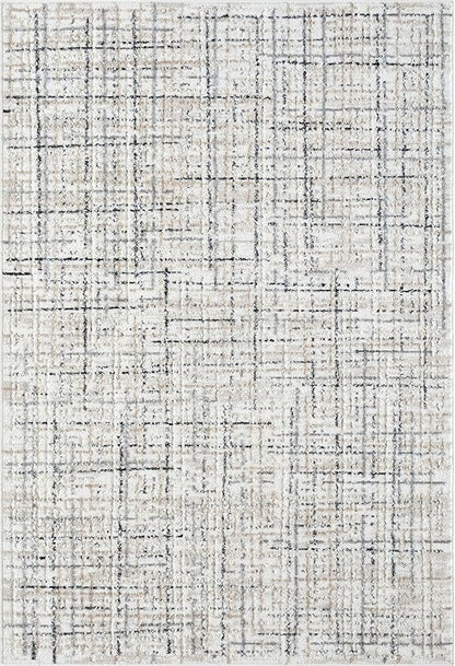 Abani Grey Area Rug for Living Room, Bedroom - Crosshatch Pattern- 5' x 8' -Durable & Easy to Clean
