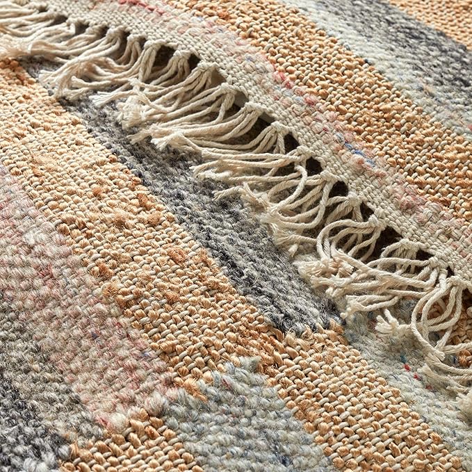 Dash and Albert Ravel Wool Area Rug - 2' x 3' Blue Stripe Handwoven Accent Rug - Durable, Eco-Friendly, High Traffic Area Hallway, Living Room, Stairs
