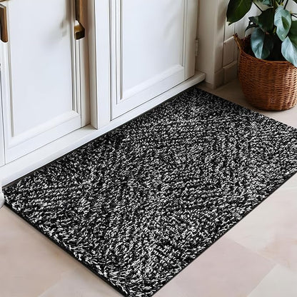 Rugshop Geometric Diamond Stripe Shag Area Rug Anthracite Dark Gray 2' x 3' Ideal for Entryways, Kitchens, or Small Spaces