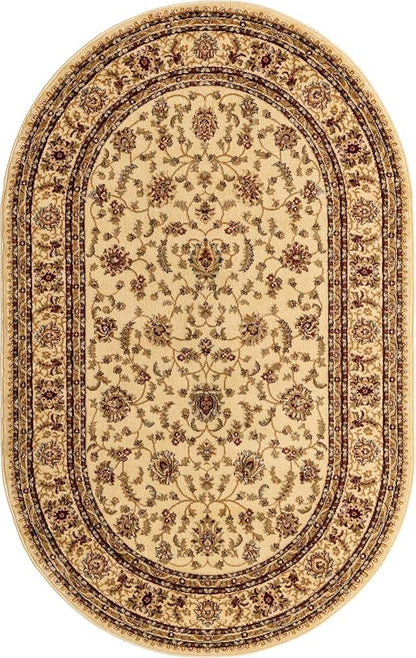Unique Loom Voyage Collection Traditional Oriental Classic Area Rug (5' 0 x 8' 0 Oval, Ivory/Gold)