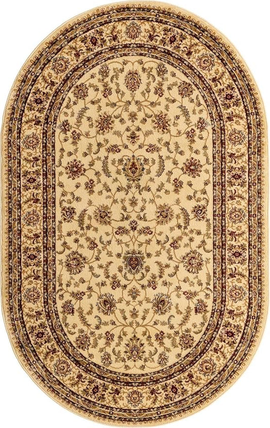 Unique Loom Voyage Collection Traditional Oriental Classic Area Rug (5' 0 x 8' 0 Oval, Ivory/Gold)