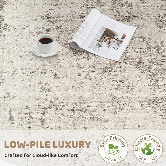 10x12 Area Rug Living Room Rugs - Washable Neutral Modern Abstract Soft Thin Large Rug Indoor Floor No Slip Rug Carpet for Bedroom Under Dining Table Home Office Decor - Dark Brown