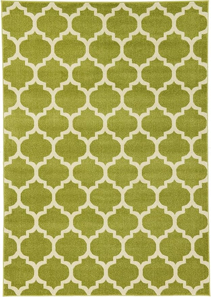 Rugs.com Lattice Collection Rug – 7' x 10' Light Green Medium Rug Perfect for Bedrooms, Dining Rooms, Living Rooms