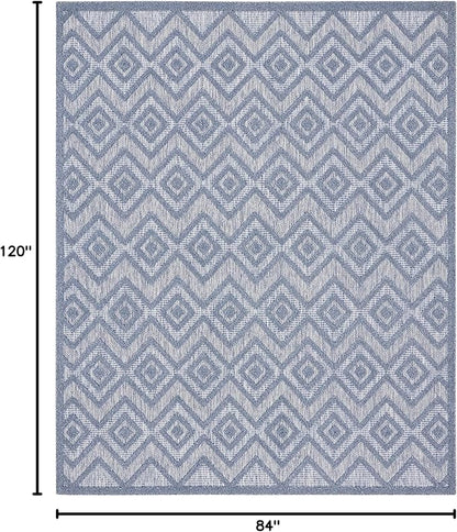 Nourison Home Versatile Denim Blue 7' x 10' Area Rug - Easy Clean, Non Shedding, Bed Room, Living Room, Dining Room, Kitchen (7' x 10')