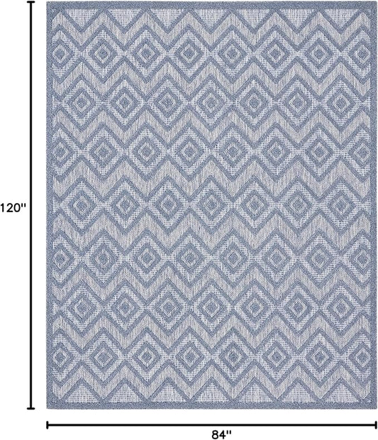 Nourison Home Versatile Denim Blue 7' x 10' Area Rug - Easy Clean, Non Shedding, Bed Room, Living Room, Dining Room, Kitchen (7' x 10')