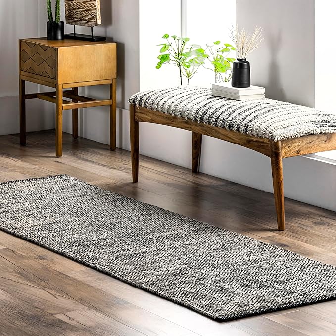 nuLOOM Alessi Solid Farmhouse Cotton Runner Rug, 2' 6" x 10', Grey
