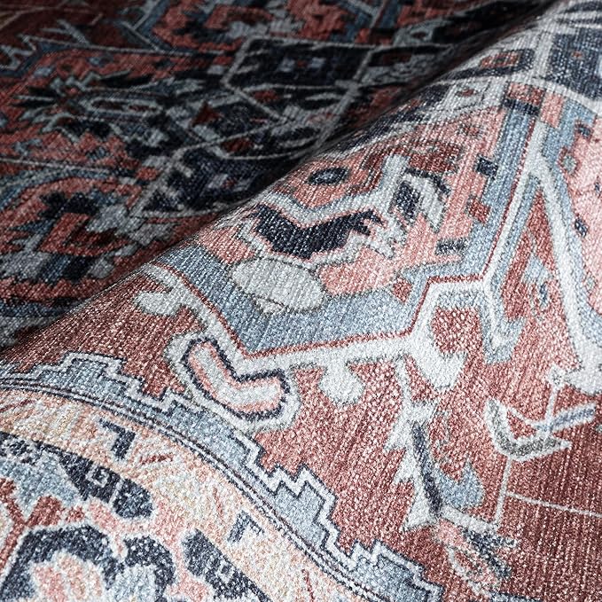 Fame Rugs Turkish Rug. Washable Vintage Oriental Antique Inspired Traditional Doormat Small Modern Area Rugs Luxury Entryway Entry Bedroom Bathroom Kitchen (401TB, 2' x 3')