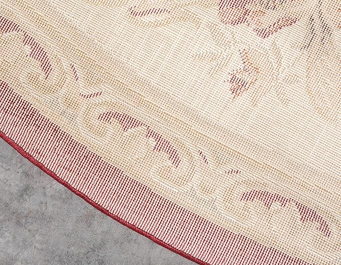 Unique Loom Versailles Collection Traditional Classic Floral Motif Area Rug (6 ft Round, Burgundy/ Ivory)