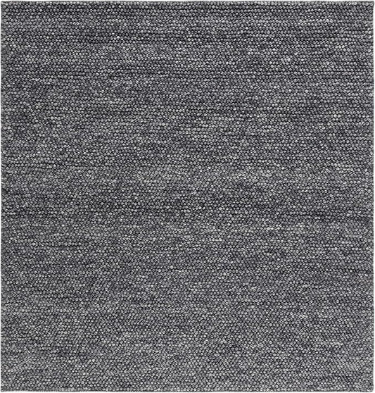 SAFAVIEH Natura Collection Area Rug - 6' Square, Dark Grey, Handmade Wool Blend, Textured Design, Ideal for Living Room, Bedroom, Dining Space (NAT620H)