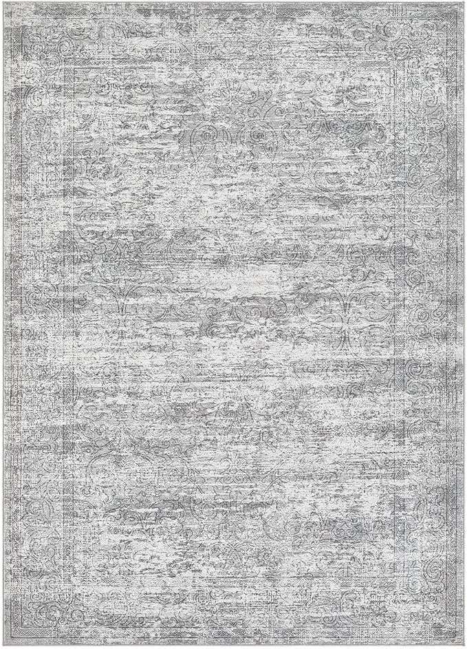 Area Rug Living Room Rugs - 5x8 Large Soft Indoor Neutral Modern Abstract Low Pile Washable Rug Carpet for Bedroom Dining Room Farmhouse Home Office - Vintage Grey