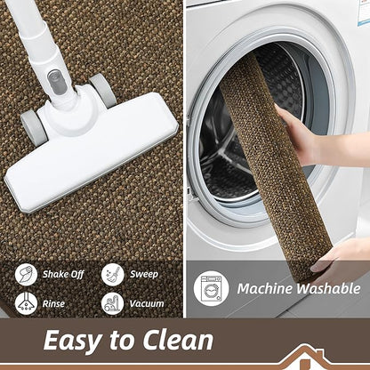 BEQHAUSE 2x3 Entryway Rug Indoor Door Mat Non-Slip Washable, Hallway Rugs Absorbent & Stain Resistant Hall Carpet Runner Rugs for Entryway, Front Door Floor Mats Laundry Room Rugs for Entry, Brown