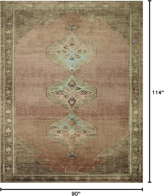 Loloi Magnolia Home by Joanna Gaines Sinclair Collection SIN-06 Clay/Tobacco 7'-6" x 9'-6", .25" Pile Height, Machine Washable, Area Rug