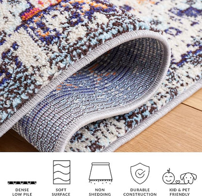 SAFAVIEH Madison Collection Runner Rug - 2'2" x 6', Orange & Beige, Boho Diamond Distressed Design, Non-Shedding & Easy Care, Ideal for High Traffic Areas in Living Room, Bedroom (MAD418P)