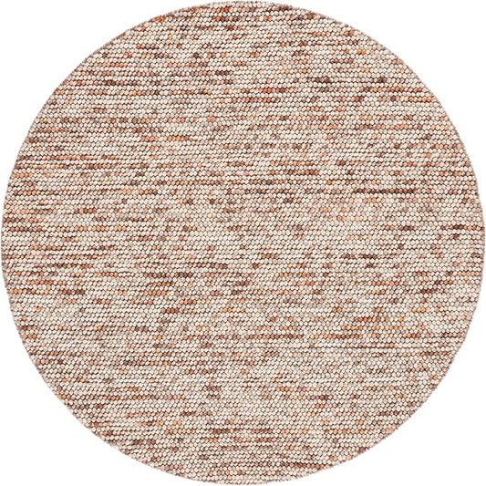 SAFAVIEH Natura Collection Area Rug - 6' Round, Dark Brown & Beige, Handmade Wool Blend, Textured Design, Ideal for Living Room, Bedroom, Dining Space (NAT620E)