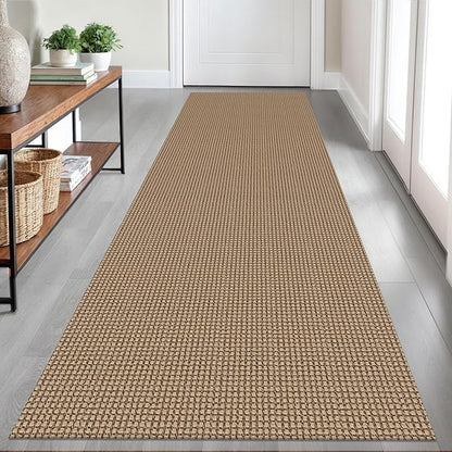 Braided Runner Rug 2.6x8 Ft Washable Runners for Hallways Non Slip Kitchen Runner Rug Cotton Entryway Runner Indoor, Woven Floor Carpet for Hall Kitchen Bedroom, Orange/Tan/Brown