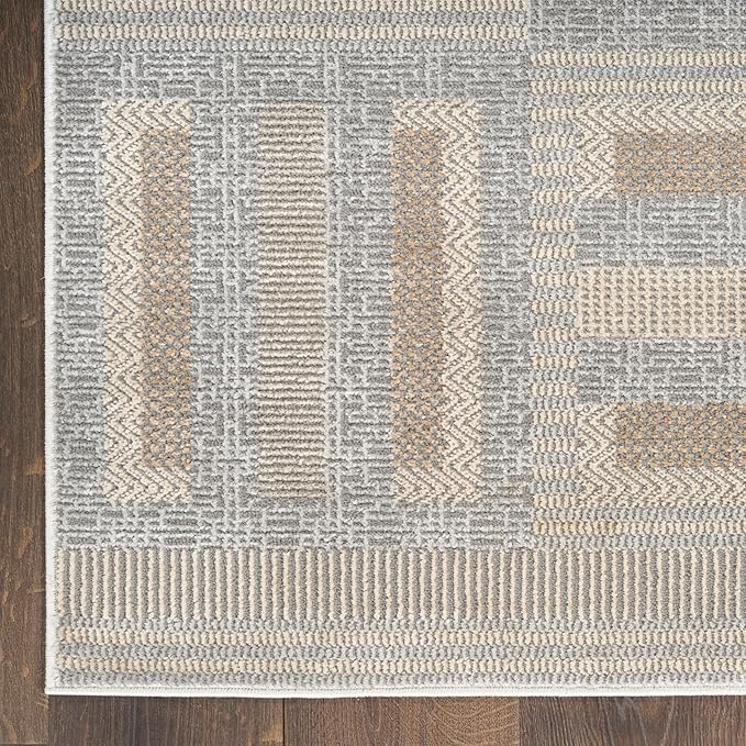 Nourison Home Nordic Grey Multicolor 8' x 10' Scandinavian Area Rug - Easy Clean, Non Shedding, Bed Room, Living Room, Dining Room, Kitchen (8' x 10')