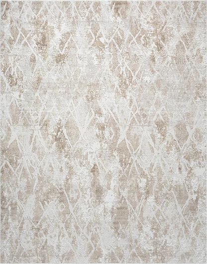 Adel Modern Area Rug for Living Room, 8x10 Rustic Distressed Abstract Large Beige Neutral Rug, Medium Pile Stain Resistant Carpet for Bedroom, Dining Room or Kitchen (8' x 10', Beige)