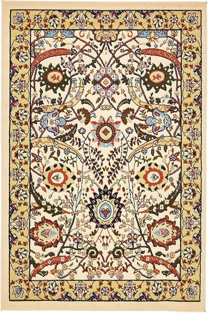Unique Loom Espahan Collection Area Rug - Cape Cod (4' 1" x 6' 1" Rectangle, Cream/ Black)