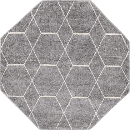 Unique Loom Trellis Frieze Collection Area Rug - Geometric (5' Octagon, Light Gray/ Ivory)