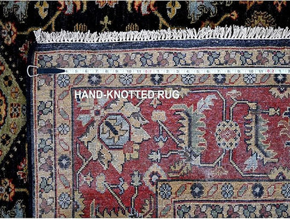 Black Vegetable Dyes Wool Soft Pile Karjihooz Design with All Over Pattern Hand Knotted Square Oriental Rug (8'x8')