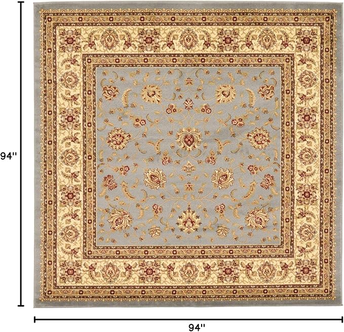 Unique Loom Voyage Collection Traditional Oriental Classic Intricate Design Area Rug (8' 0 x 8' 0 Square, Light Blue/Gold)