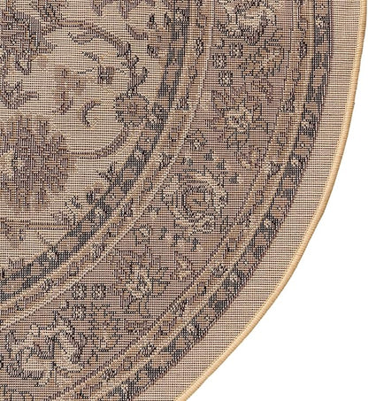 Unique Loom Sialk Hill Collection Area Rug - Washington (4' 1" Round Ivory/Black)